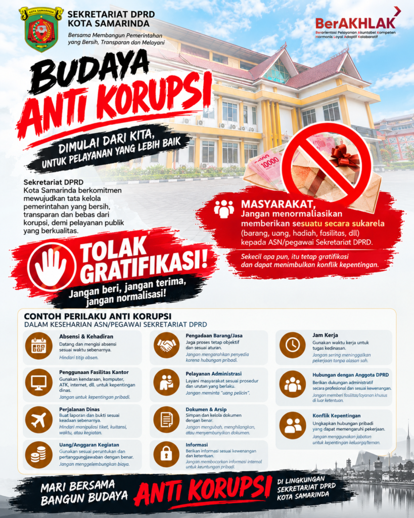 Budaya Antikorupsi Dimulai dari Kita: Tolak Gratifikasi, Wujudkan Pelayanan Publik yang Bersih